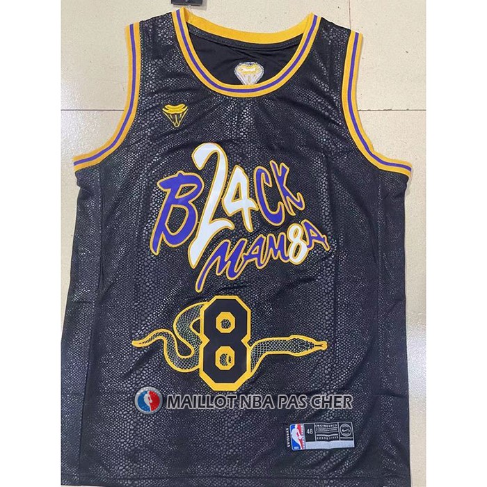 Maillot Los Angeles Lakers Kobe Bryant NO 8 Black Mamba Snakeskin Noir